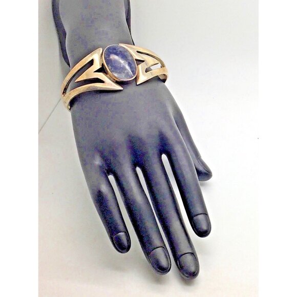 Taxco Sterling Silver Cuff Bracelet Denim Lapis  TN 32 Mexico 7 “ - Picture 1 of 4
